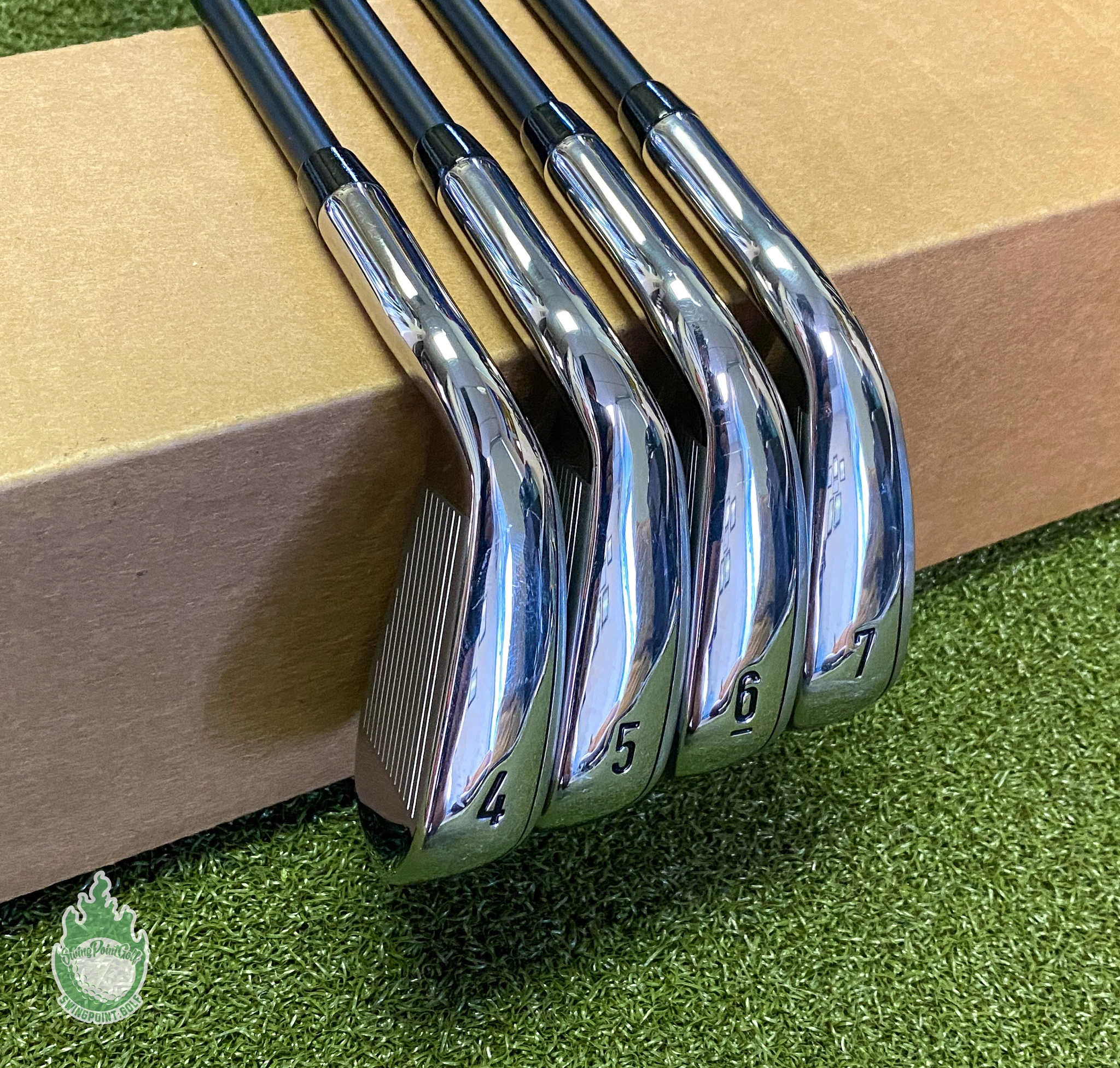 Used RH Callaway Mavrik Irons 4-7 KBS TGI 90g Stiff Flex Graphite Golf Club Set 4 Used RH Callaway Mavrik Irons 4-7 KBS TGI 90g Stiff Flex Graphite Golf Club Set - Image 2