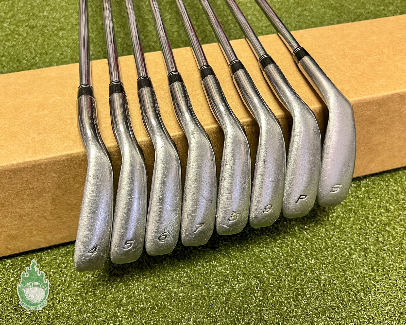 Used Right Handed TaylorMade R7 Irons 4-PW/SW 90g Stiff Steel Golf Club Set 4 Used Right Handed TaylorMade R7 Irons 4-PW/SW 90g Stiff Steel Golf Club Set - Image 2