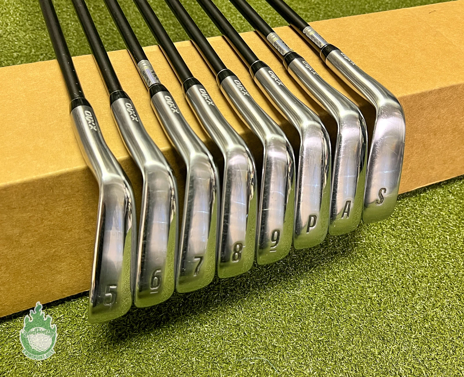 Used XXIO X Black Irons 5-PW/AW/SW AX-1 59g Stiff Flex Graphite Golf Club Set 4 Used XXIO X Black Irons 5-PW/AW/SW AX-1 59g Stiff Flex Graphite Golf Club Set - Image 2