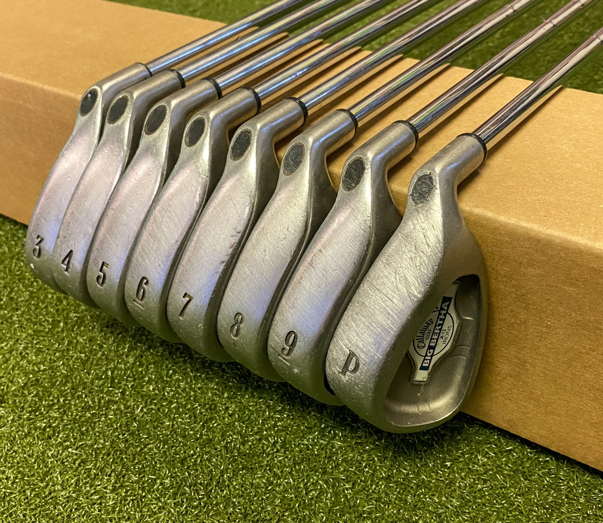 RH Callaway Big Bertha X-12 Irons 3-PW Memphis “10” ’98 Uniflex Steel Golf Set 3 RH Callaway Big Bertha X-12 Irons 3-PW Memphis “10” ’98 Uniflex Steel Golf Set