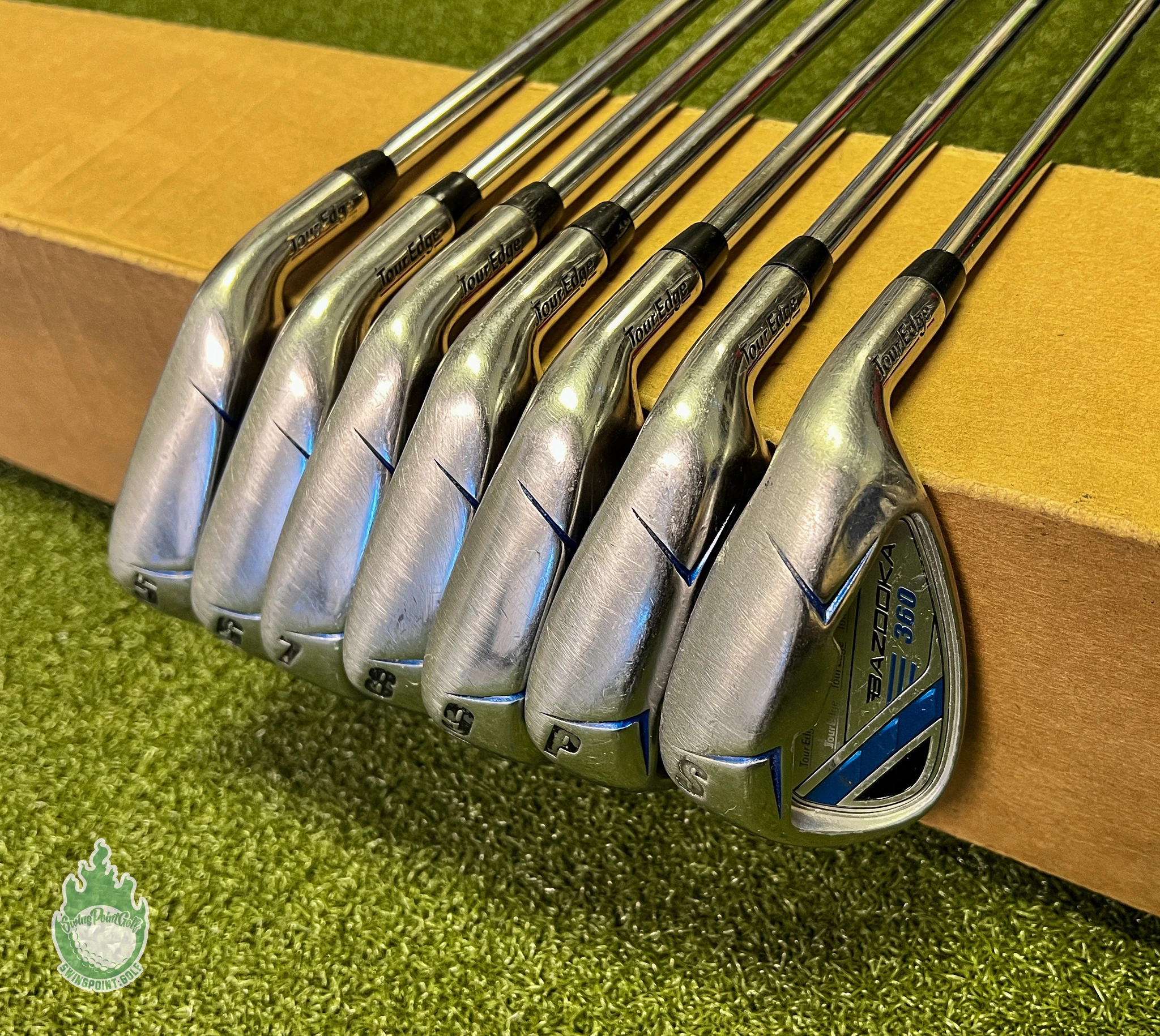 Used Right Handed Tour Edge Bazooka 360 Irons 5-PW/SW Uniflex Steel Golf Set 3 Used Right Handed Tour Edge Bazooka 360 Irons 5-PW/SW Uniflex Steel Golf Set
